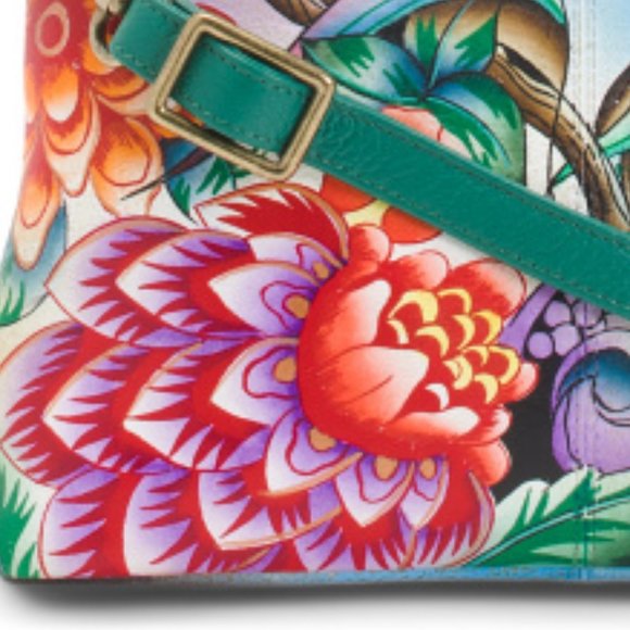New ANNA BY ANUSCHKA Multicolor Hand Painted Leather Satchel 1296NT - Picture 2 of 5